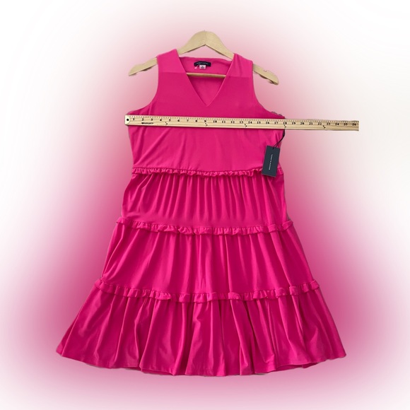 (NWT) Tommy Hilfiger's Women’s Sleeveless Ruffled Pink Dress Size:6P - Picture 4 of 7